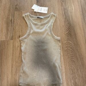 Ribbed Tank Top - Beige